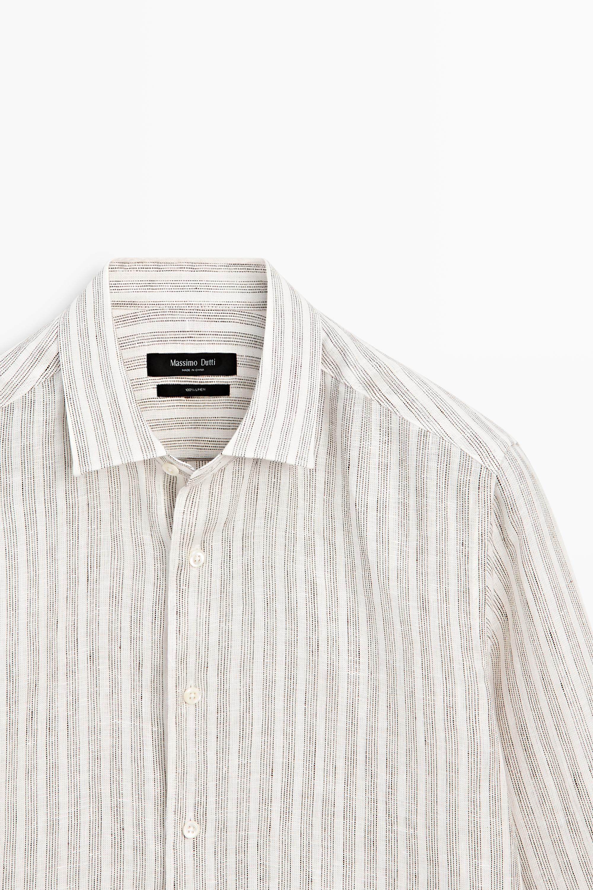 Chemise à rayures 100 % lin regular fit